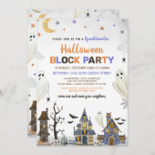 Invitation Parti du bloc d'Halloween (Devant / Derrière)