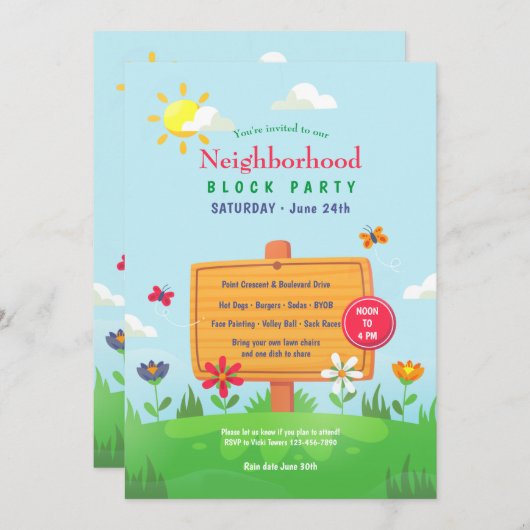 Invitation Parti du bloc du quartier de printemps (Devant / Derrière)