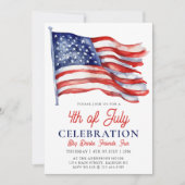Invitation Parti du drapeau américain patriotique moderne 4 j (Devant)