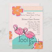 Invitation Parti du Flamant rose tropical Luau (Devant / Derrière)