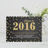 Invitation Parti du Nouvel An Gold Confetti 2016 (Debout devant)