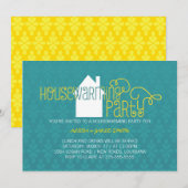 Invitation Parti du réchauffement des ménages moderne bleu et (Devant / Derrière)