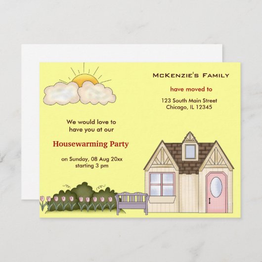 Invitation Parti du réchauffement du foyer (Devant / Derrière)