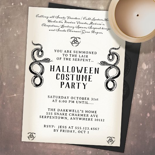 Invitation Parti du serpent d'Halloween adulte
