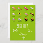 Invitation Parti du sushi Wasabi (Devant / Derrière)
