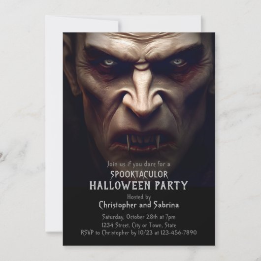 Invitation Parti éffrayant Dracula Halloween (Devant)