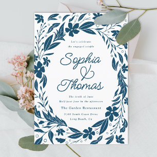 Invitation Parti Engagement Couples bleus neutres selon le se