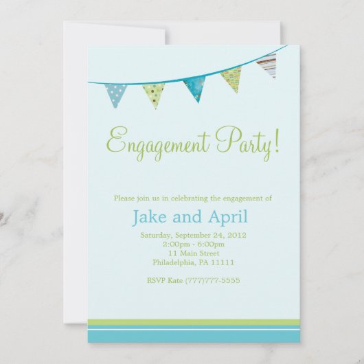 Invitation Parti Flags Engagement Party - Blue (Devant)