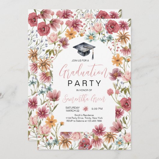 Invitation Parti fleur sauvage (Devant / Derrière)