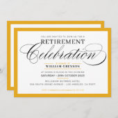 Invitation PARTI FORMEL DE RETRAITE moderne moutarde jaune (Devant / Derrière)