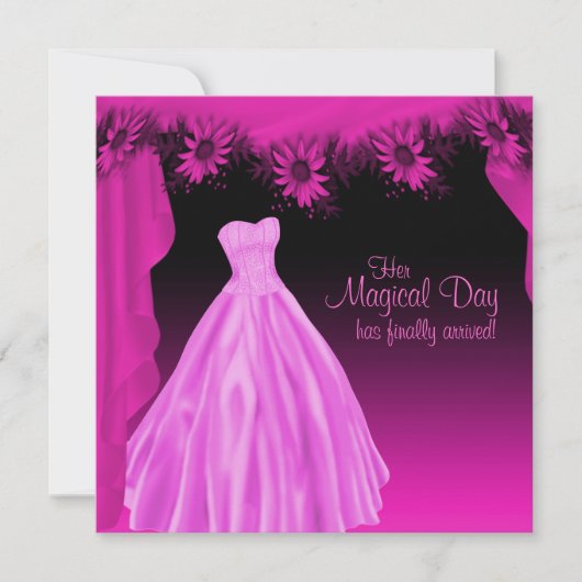 Invitation Parti Fuchsia Hot rose Quinceanera (Devant)
