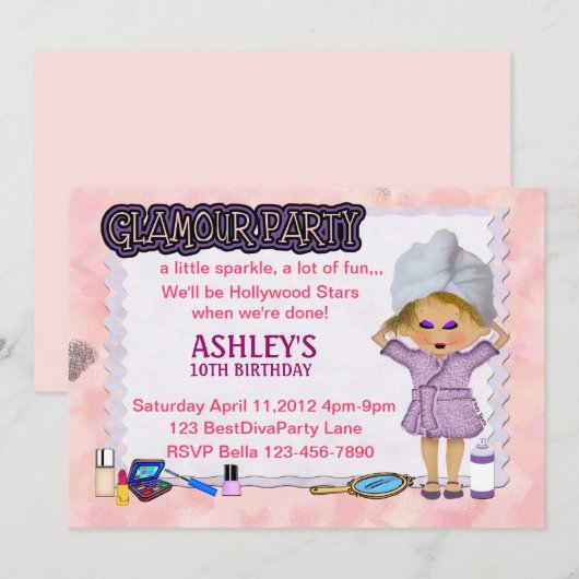 Invitation Parti Glamor (Devant / Derrière)