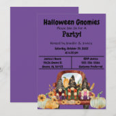 Invitation Parti Gnome d'Halloween violet (Devant / Derrière)