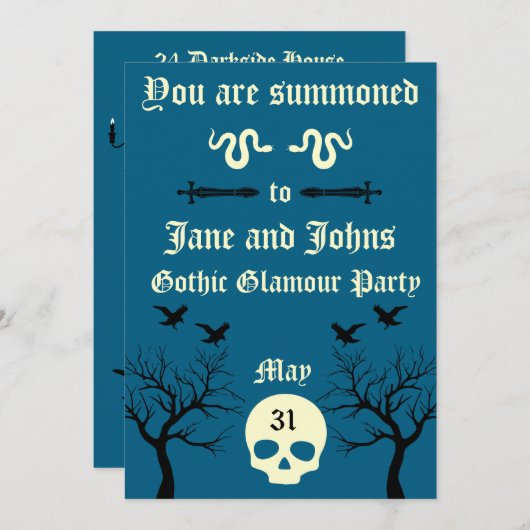 Invitation Parti gothique imprimable (Devant / Derrière)