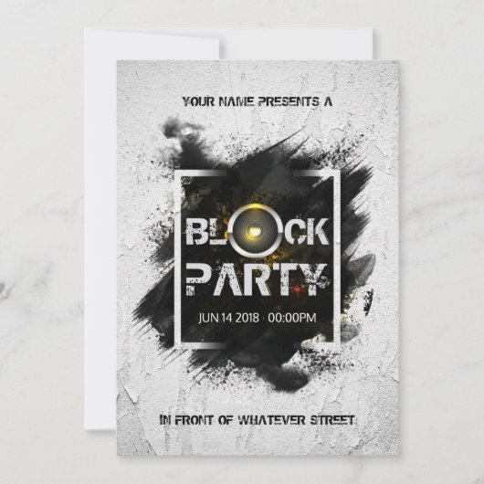 Invitation Parti Grunge Block moderne (Devant)