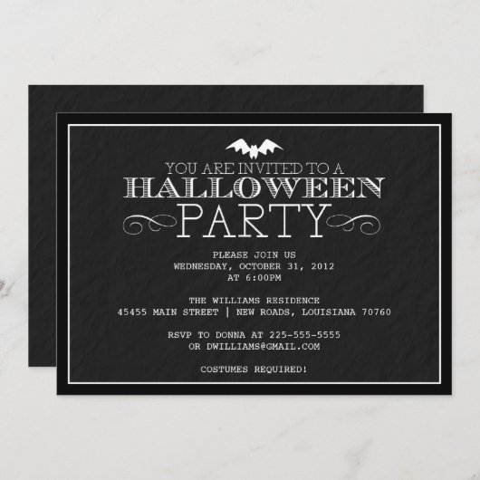 Invitation Parti Halloween (Devant / Derrière)