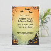 Invitation 🎃 parti Halloween à poches Citrouilles (Debout devant)
