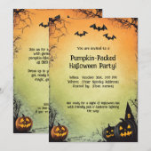 Invitation 🎃 parti Halloween à poches Citrouilles (Devant / Derrière)