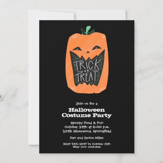 Invitation Parti Halloween citrouille (Devant)