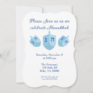 Invitation Parti Hanoukka Dreidels