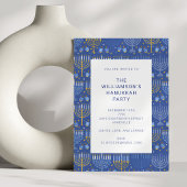 Invitation Parti Hanoukka moderne Blue Yellow Menorah
