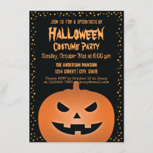 Invitation Parti Haunted Jack-o'-lantern Citrouille Halloween