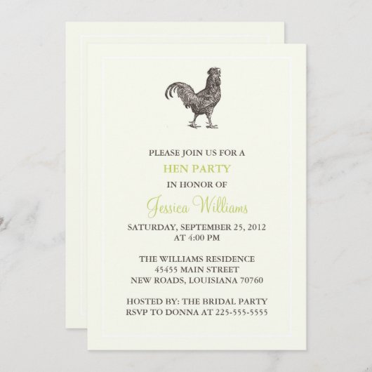 Invitation Parti Hen (Devant / Derrière)