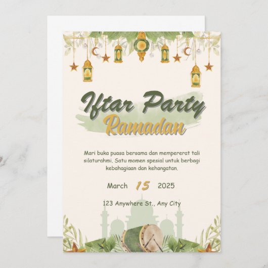 Invitation parti Iftar ramadan (Devant / Derrière)