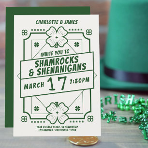 Invitation Parti Jour de la Saint Patrick Shamrock Shenanigan