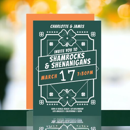 Invitation Parti Jour de la Saint Patrick Shamrock Shenanigan