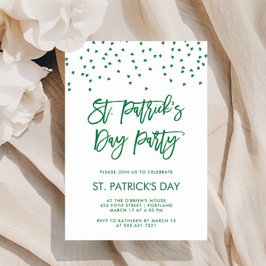 Invitation Parti Jour de la Saint Patrick | Vert moderne et b