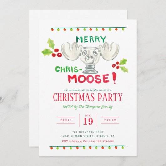 Invitation Parti Joyeux Chris-Moose de National Lampoon (Devant / Derrière)