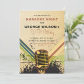 Invitation Parti karaoké adulte rétro vintage (Debout devant)