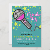 Invitation Parti karaoké Anniversaire de enfant rose Turquois (Devant)