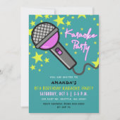 Invitation Parti Karaoke Anniversaire de enfant Turquoise vio (Devant)
