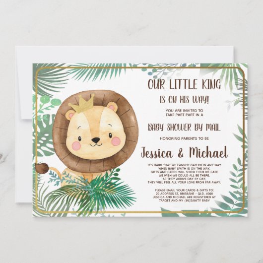 Invitation Parti Lion Whimsical | Douche par courrier (Devant)
