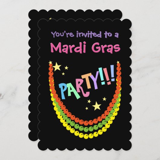 Invitation Parti Mardi Gras (Devant / Derrière)