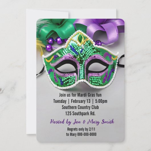 Invitation Parti Mardi Gras (Devant)