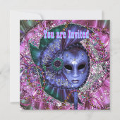 Invitation Parti mascarade violet vert (Devant)