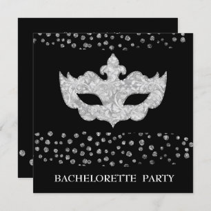 INVITATION PARTI MASQUÉRADE BLACK GREY LEOPARD BACHELORETTE