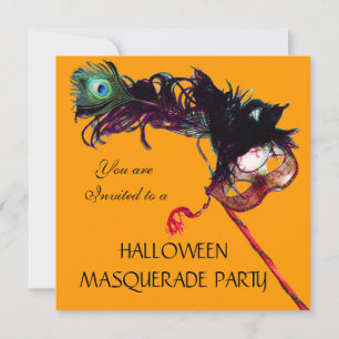 Invitation PARTI MASQUÉRADE HALLOWEEN, Jaune noir orange