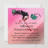 Invitation PARTI MASQUERADE HALLOWEEN, soie rouge jaune (Dos)