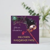 Invitation PARTI MASQUERADE HALLOWEEN, Violet noir (Debout devant)