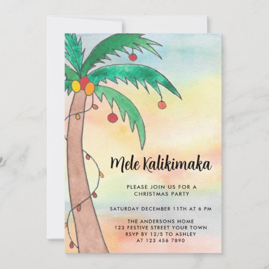 Invitation Parti Mele Kalikimaka (Devant)