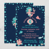 Invitation Parti Mermaid| Fête du 6e anniversaire de la fille (Devant / Derrière)