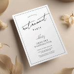 Invitation Parti minimaliste de retraite noir blanc<br><div class="desc">Créez des invitations classiques pour dîner d'adieu avec ce design minimaliste d'invitation de retraite. Cet invitation d'affaires moderne noir et blanc est idéal pour prendre un verre à la retraite ou un dîner d'adieu pour un employé, un membre du personnel ou un ami. Doté d'un design simple avec une police...</div>