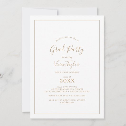 Invitation Parti minimaliste Gold Grad (Devant)