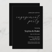 Invitation Parti minimaliste moderne Black and White Engageme (Devant / Derrière)