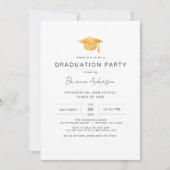 Invitation Parti minimaliste moderne Gold Graduation (Devant)