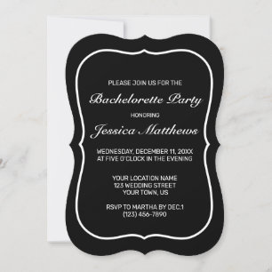 Invitation Parti minimaliste moderne noir blanc Bachelorette